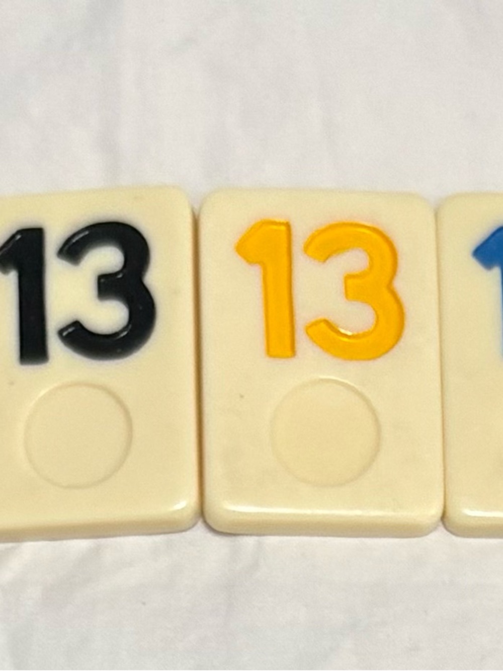 Vintage #13 Red Black Yellow Blue Replacement Rummy Tiles